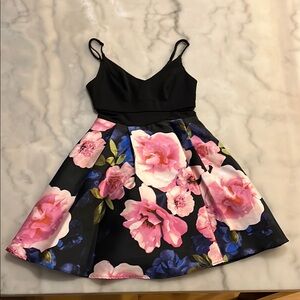 B Darlin Black and Pink Pleated A-Line Dress for Prom